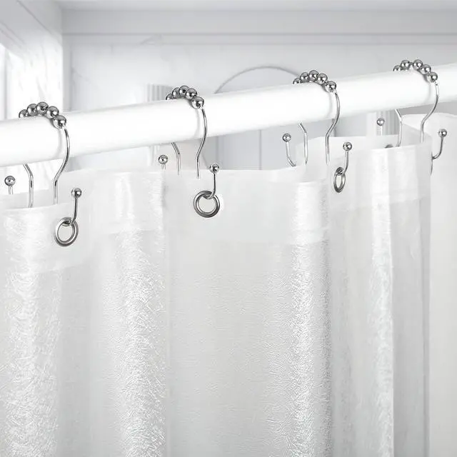 Alt view image 3 of 6 - Goowin Shower Curtain Hooks, 12 Pcs Shower Curtain Rings, Stainless Steel Shower Curtain Hangers, Double Hook Shower Curtain Hooks, Smooth Sliding Anti-Drop Shower Rings for Curtain (Chrome)