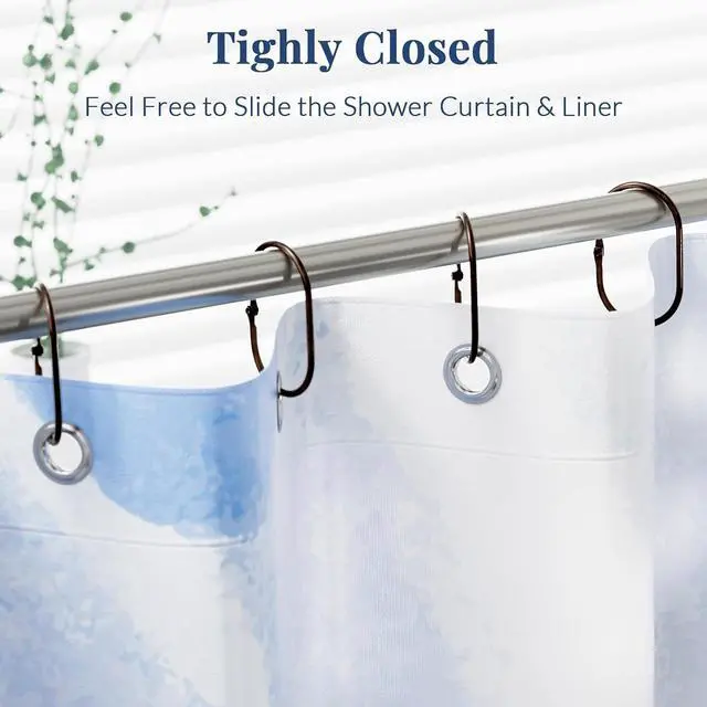 Alt view image 3 of 7 - Bathway Shower Curtain Rings, Shower Curtain Hooks Bronze Curtain Rings 12 Pcs Anti-Drop Shower Rings for Curtain, Metal Shower Curtain Rings Rust Proof, Shower Hooks for Shower Curtain Rod