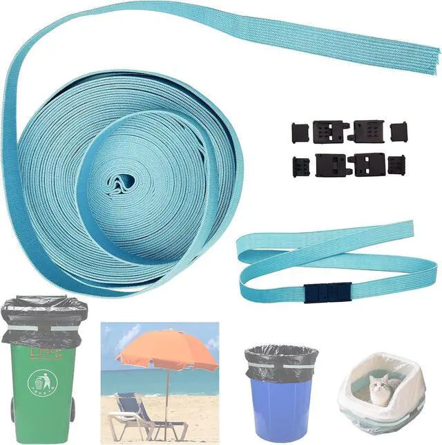 Main image of Trash Can Bands, DIY Adjustable-Length Long Rubber Bands, Non-Slip Trash Can Elastic Bands, 0.59 IN Width Fits All Trash Can Ban Sizes, 590 IN Length (Includes 10 Connecting Clips)