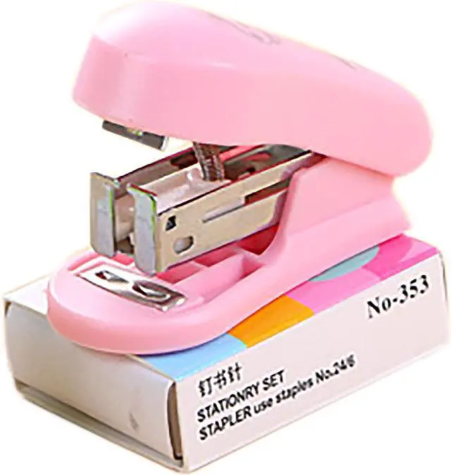 Main image of Small Desktop Staples with Staple Remover, 2.5 Inch Labor Saving Black Stapler for 20 Sheets Capacity with 400 Pcs No.10 Staples (Pink)