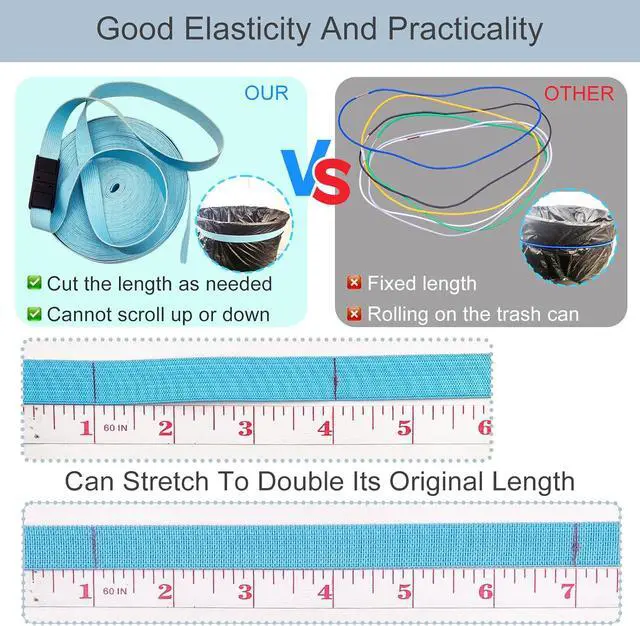 Alt view image 6 of 7 - Trash Can Bands, DIY Adjustable-Length Long Rubber Bands, Non-Slip Trash Can Elastic Bands, 0.59 IN Width Fits All Trash Can Ban Sizes, 590 IN Length (Includes 10 Connecting Clips)