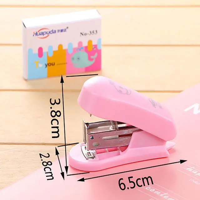 Alt view image 2 of 3 - Small Desktop Staples with Staple Remover, 2.5 Inch Labor Saving Black Stapler for 20 Sheets Capacity with 400 Pcs No.10 Staples (Pink)