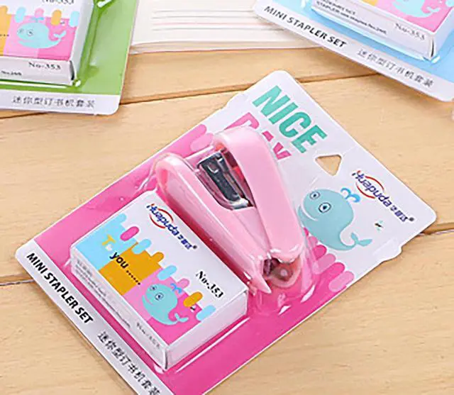 Alt view image 3 of 3 - Small Desktop Staples with Staple Remover, 2.5 Inch Labor Saving Black Stapler for 20 Sheets Capacity with 400 Pcs No.10 Staples (Pink)