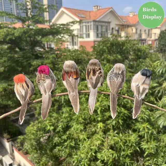 Alt view image 6 of 6 - 2pcs Artificial Birds Foam Bird Sparrow Ornaments Clip on Decorative Feathered Birds for Christmas Tree Decoration Winter Seasonal Festival Decor (Sparrow A)