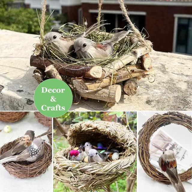 Alt view image 4 of 6 - 2pcs Artificial Birds Foam Bird Sparrow Ornaments Clip on Decorative Feathered Birds for Christmas Tree Decoration Winter Seasonal Festival Decor (Sparrow A)