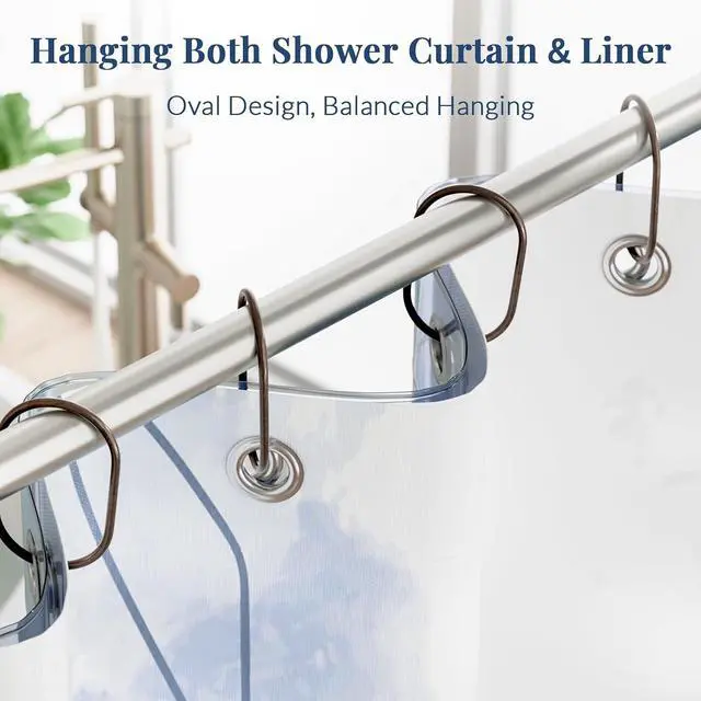Alt view image 4 of 7 - Bathway Shower Curtain Rings, Shower Curtain Hooks Bronze Curtain Rings 12 Pcs Anti-Drop Shower Rings for Curtain, Metal Shower Curtain Rings Rust Proof, Shower Hooks for Shower Curtain Rod