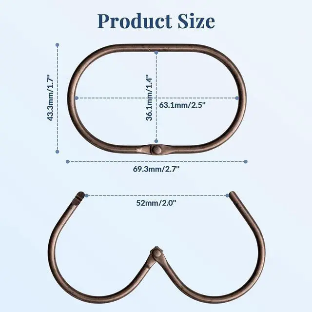 Alt view image 5 of 7 - Bathway Shower Curtain Rings, Shower Curtain Hooks Bronze Curtain Rings 12 Pcs Anti-Drop Shower Rings for Curtain, Metal Shower Curtain Rings Rust Proof, Shower Hooks for Shower Curtain Rod