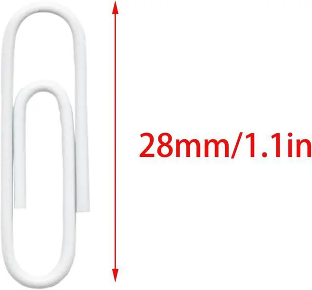 Alt view image 2 of 7 - 100 Pcs White Paper Clips, 1.1 Inch (28mm) Colorful Paperclips | Vinyl Coated, Colored Paper Clips, Rust Proof, for Office, School, DIY, Bookmarks and Document Organization