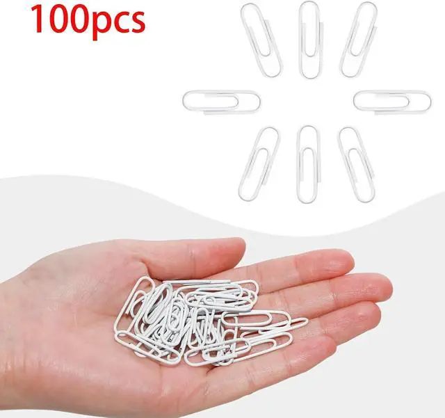 Alt view image 3 of 7 - 100 Pcs White Paper Clips, 1.1 Inch (28mm) Colorful Paperclips | Vinyl Coated, Colored Paper Clips, Rust Proof, for Office, School, DIY, Bookmarks and Document Organization