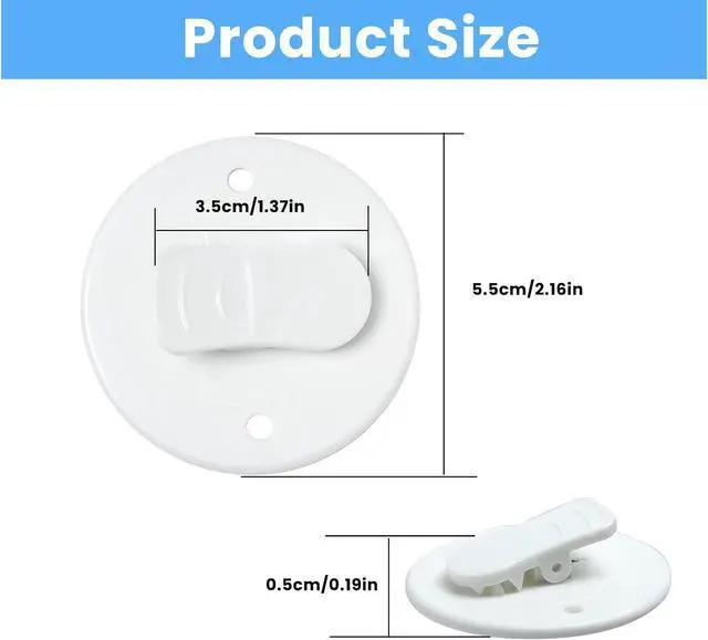Alt view image 2 of 6 - 6 Pack Shower Curtain Clips, Self Adhesive White Shower Splash Guard Clips, Windproof Showers Curtains Weights, Curtain Holder for The Wall Weight Clip