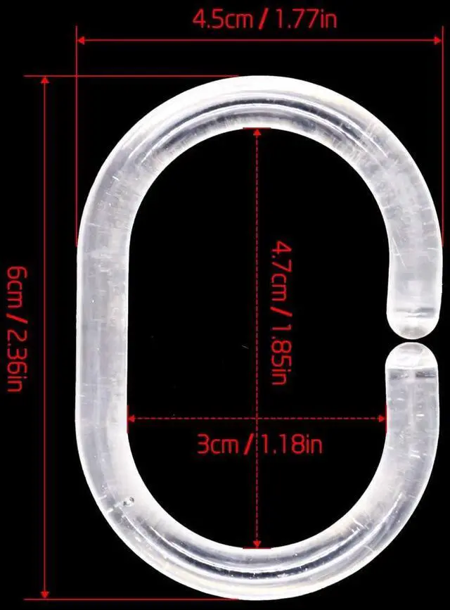 Alt view image 2 of 6 - 24 pcs Shower Curtain Rings Plastic Shower Curtain Hooks C-Shaped Rings Hook Hanger Bath Drape Loop Clip Glide Bathroom Shower Window Rod (Clear)