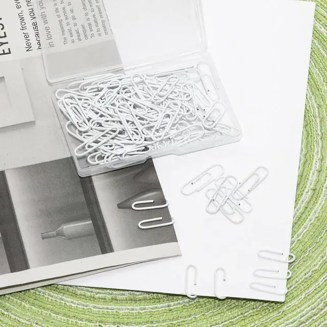 Alt view image 5 of 7 - 100 Pcs White Paper Clips, 1.1 Inch (28mm) Colorful Paperclips | Vinyl Coated, Colored Paper Clips, Rust Proof, for Office, School, DIY, Bookmarks and Document Organization