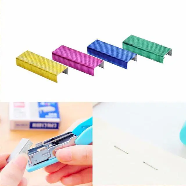 Alt view image 5 of 7 - 800Pcs Mini Color Staples DIY Shop Stapler Refills Standard Book Mini Color Office Staples Office and School Supplies (24/6mm)