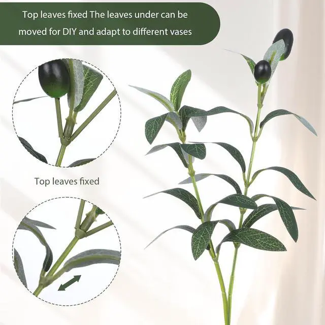 Alt view image 3 of 7 - 5Pcs Faux Olive Leaves Stems, 11 Inch Olive Branches Artificial Tree Tabletop Greenery Stems for Vase Decor Wedding Greenery Home Office Party Decor Centerpieces