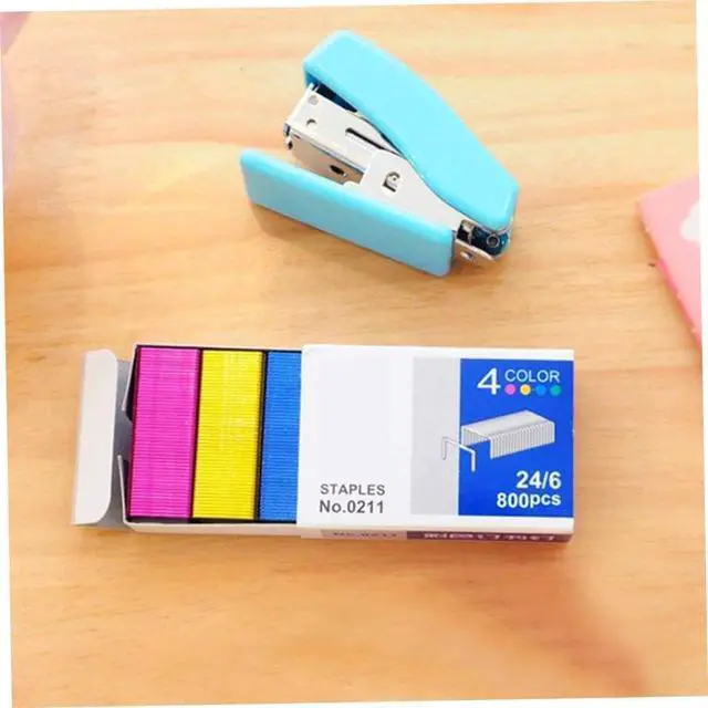 Alt view image 7 of 7 - 800Pcs Mini Color Staples DIY Shop Stapler Refills Standard Book Mini Color Office Staples Office and School Supplies (24/6mm)