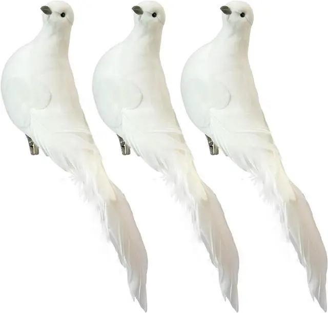 Main image of 3 Pcs Large White Dove Artificial Dove Birds 8-Inch for Wedding Decoration Craft Home Garden Ornaments Flowers Floral Yard Patio Wreath Designs Christmas Tree Decor