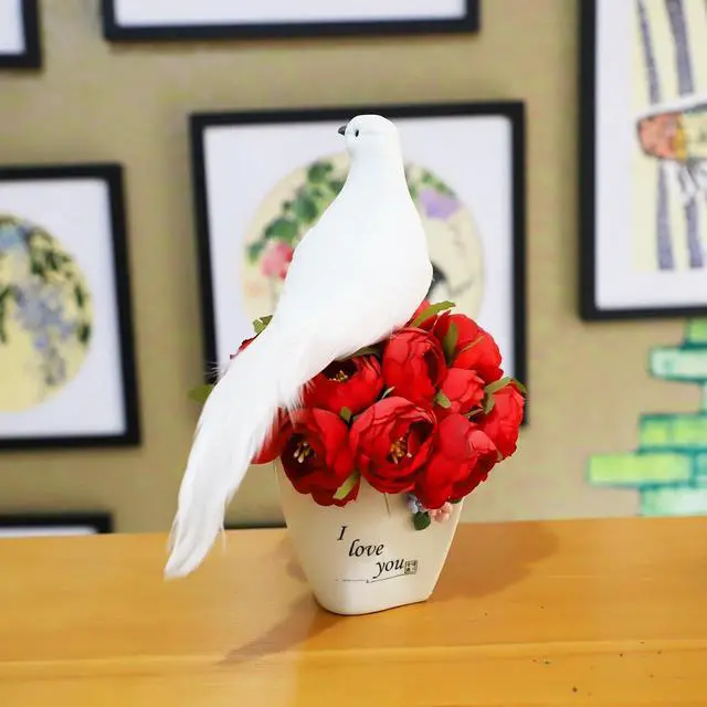 Alt view image 6 of 7 - 3 Pcs Large White Dove Artificial Dove Birds 8-Inch for Wedding Decoration Craft Home Garden Ornaments Flowers Floral Yard Patio Wreath Designs Christmas Tree Decor