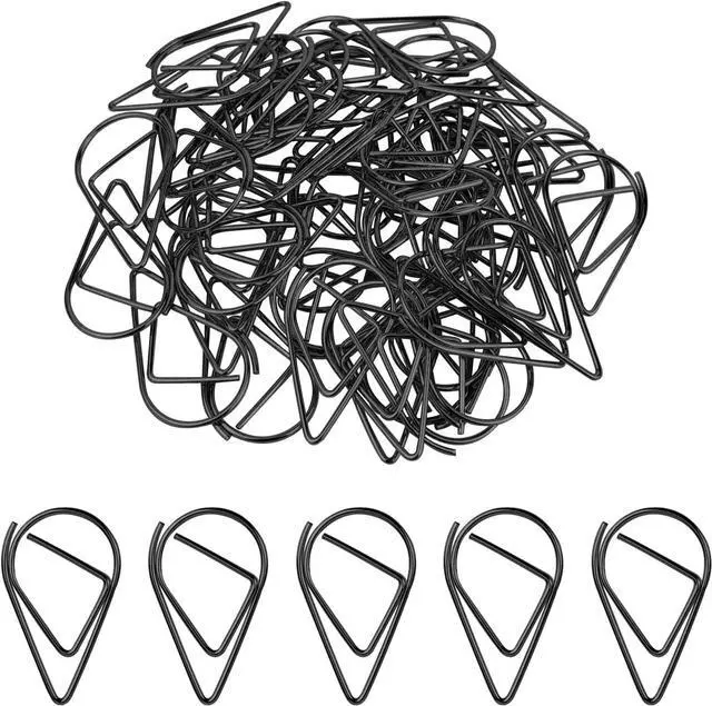Main image of 50 Pcs Black Paper Clips, 1 Inch Stainless Steel Decorative Shaped Paper Clips for Office School Supplies Wedding Invitations (Black)