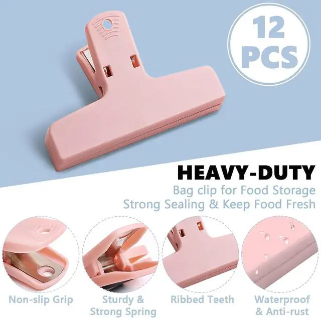 Alt view image 3 of 7 - 12 Pack Chip Bag Clips, 4 Inch Macaron Colored Colors Foods Chip, Bag Clips,Plastic Heavy Duty Seal Grips for Refrigerator Food Storage Packages, Photos