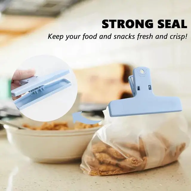 Alt view image 4 of 7 - 12 Pack Chip Bag Clips, 4 Inch Macaron Colored Colors Foods Chip, Bag Clips,Plastic Heavy Duty Seal Grips for Refrigerator Food Storage Packages, Photos