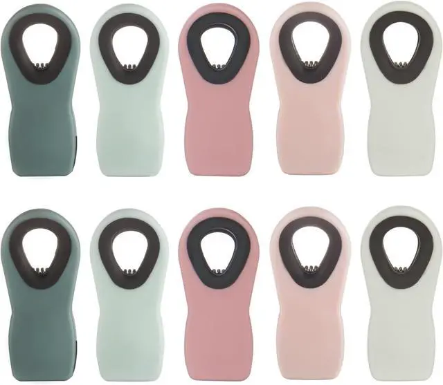 Main image of Chip Clips, Bag Clips, Magnetic Bread Food Package with Silicone Textured Mouth (10pcs Pink)
