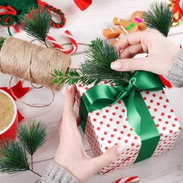 Alt view image 3 of 7 - Green Plants Pine Needles Artificial Pine Needles Branches Fake Pine Picks for Christmas Garland Wreath Decorations (3.9inch)