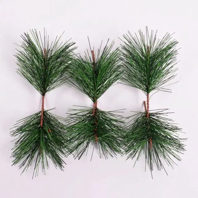 Alt view image 6 of 7 - Green Plants Pine Needles Artificial Pine Needles Branches Fake Pine Picks for Christmas Garland Wreath Decorations (3.9inch)