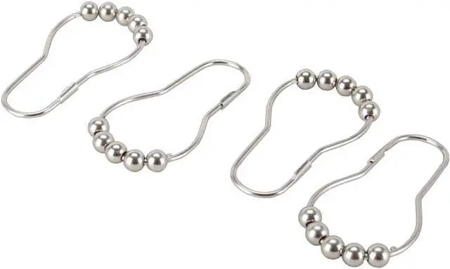 Main image of Rocky Mountain Goods Premium Metal Roller Ball Shower Curtain Rings - Heavy Duty Rust Resistant Metal - Easy Glide Makes Opening and Closing a Breeze - Pack of 12 (Brushed Nickel)