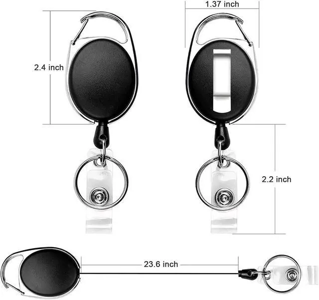 Alt view image 5 of 7 - Teskyer 2 Pack Badge Reels Retractable with Carabiner Clip | 6.7oz Load Capacity, Reinforced Cord Construction, Extend up to 23.6 Inch, Strong Pull Resistance, Secure Attachments