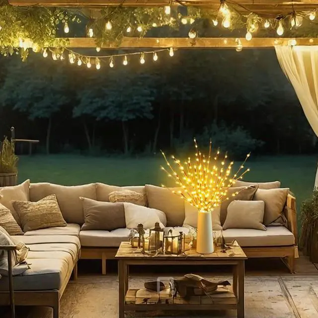Alt view image 3 of 7 - DK177 2 Pack Led Branch Light Battery Operated Lighted Branch Vase Filler Willow Tree Artificial Little Twig Power Brown 30 Inch 20 LED for Home Romantic Decoration, Warm White