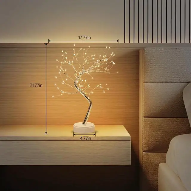 Alt view image 6 of 6 - 21" 108 LED Tree Lamp with USB Plug, Artificial Desktop Tree Light Featuring Warm White Lights, Light up Tree Decor for Indoor Bedrooms, Living Rooms, ChristmaSilver