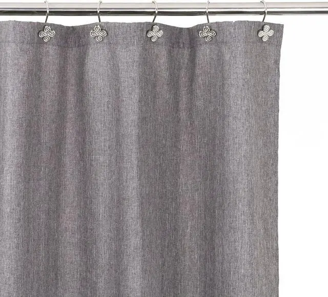 Alt view image 7 of 7 - Brushed Nickel Shower Curtain Hooks: Rust Proof Metal Curtain Rings, 12Pcs | Stylish Clover Knot Decorative Shower Hooks, Elegant Flower Hanging Hangers for Shower Rod, Gift for Modern Bathroom Decor