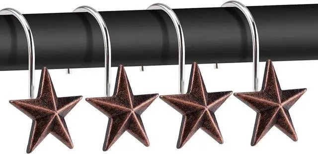 Main image of AGPtek Star Shower Curtain Hooks, 12PCS | Anti Rust, Decorative Resin, Bathroom, Baby room, Bedroom, Living room Decor