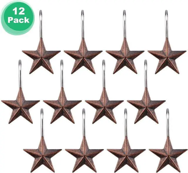 Alt view image 2 of 7 - AGPtek Star Shower Curtain Hooks, 12PCS | Anti Rust, Decorative Resin, Bathroom, Baby room, Bedroom, Living room Decor