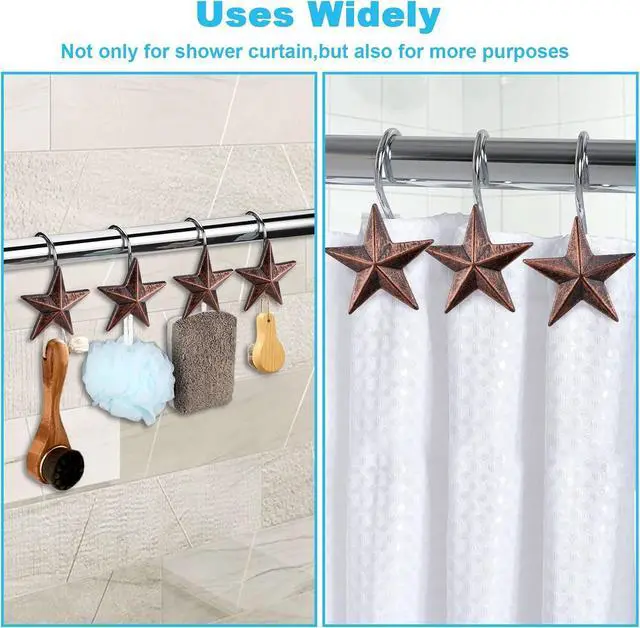 Alt view image 3 of 7 - AGPtek Star Shower Curtain Hooks, 12PCS | Anti Rust, Decorative Resin, Bathroom, Baby room, Bedroom, Living room Decor