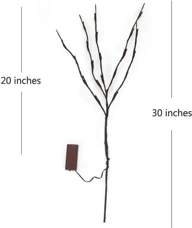 Alt view image 6 of 7 - DK177 2 Pack Led Branch Light Battery Operated Lighted Branch Vase Filler Willow Tree Artificial Little Twig Power Brown 30 Inch 20 LED for Home Romantic Decoration, Warm White
