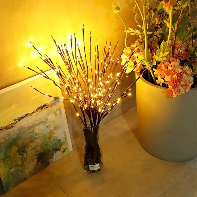 Alt view image 7 of 7 - DK177 2 Pack Led Branch Light Battery Operated Lighted Branch Vase Filler Willow Tree Artificial Little Twig Power Brown 30 Inch 20 LED for Home Romantic Decoration, Warm White
