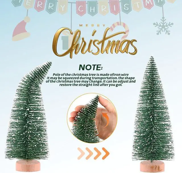 Alt view image 6 of 7 - Yahpetes Miniature Christmas Tree 6 Pcs Pine Trees Sisal Trees Snow Frost Ornaments with Wooden Bases for Miniature Scenes, Christmas Crafting and Designing, Mixed Size