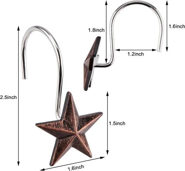 Alt view image 5 of 7 - AGPtek Star Shower Curtain Hooks, 12PCS | Anti Rust, Decorative Resin, Bathroom, Baby room, Bedroom, Living room Decor