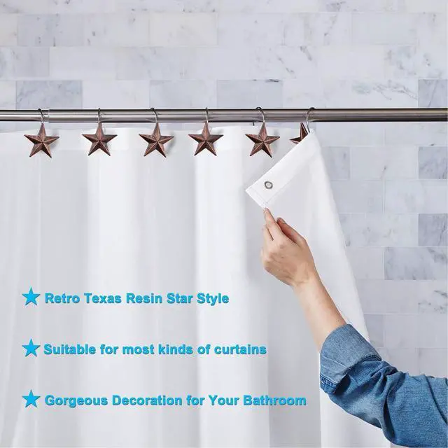 Alt view image 6 of 7 - AGPtek Star Shower Curtain Hooks, 12PCS | Anti Rust, Decorative Resin, Bathroom, Baby room, Bedroom, Living room Decor