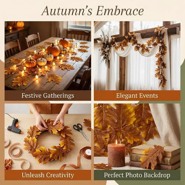 Alt view image 6 of 7 - RAINFLOW 40PCS Artificial Fall Maple Leaves - Thanksgiving Decorations | Red Faux Maple Leaves for Wall, Fireplace, Table & Wedding Decor, Autumn Fall Leaves for Crafts and Seasonal Home Decoration