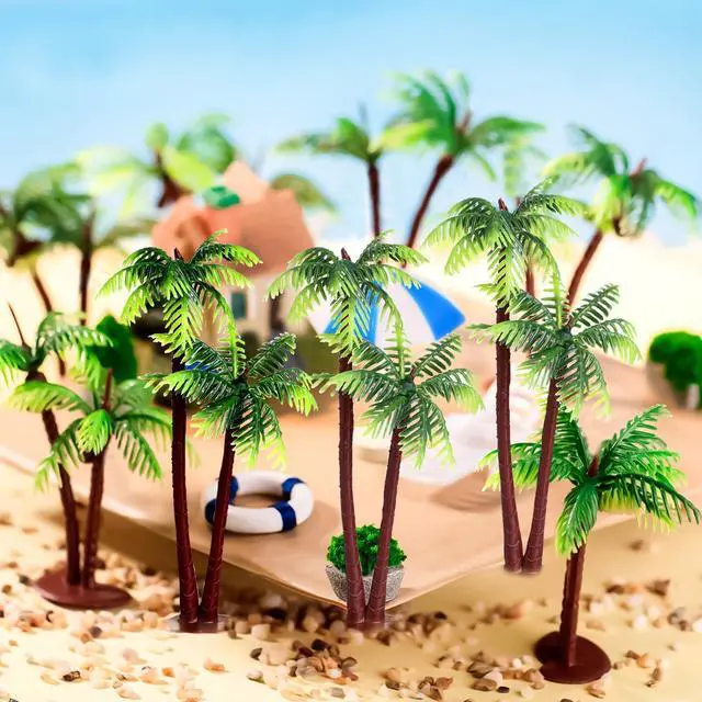 Alt view image 3 of 6 - 10pcs Plastic Palm Tree Model Trees - Miniature Palm Trees: Fake Plastic Trees for Plant Pots Bonsai Craft Micro Landscape DIY Decor