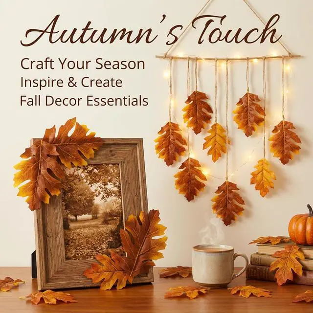 Alt view image 5 of 7 - RAINFLOW 40PCS Artificial Fall Maple Leaves - Thanksgiving Decorations | Red Faux Maple Leaves for Wall, Fireplace, Table & Wedding Decor, Autumn Fall Leaves for Crafts and Seasonal Home Decoration