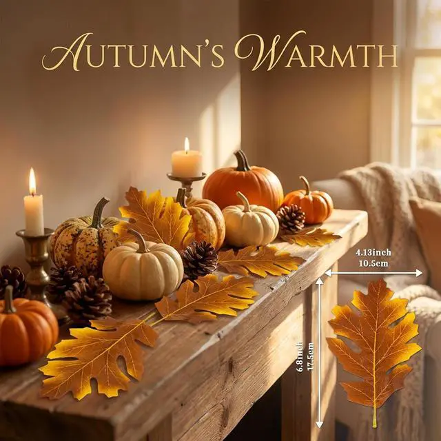 Alt view image 4 of 7 - RAINFLOW 40PCS Artificial Fall Maple Leaves - Thanksgiving Decorations | Red Faux Maple Leaves for Wall, Fireplace, Table & Wedding Decor, Autumn Fall Leaves for Crafts and Seasonal Home Decoration