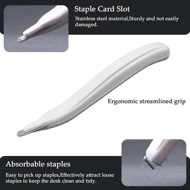 Alt view image 3 of 5 - Magnetic Staple Remover, Ergonomic Design Staple Puller Remover Tool, Easy Staple Extraction, White, Suitable for Office, School, Home