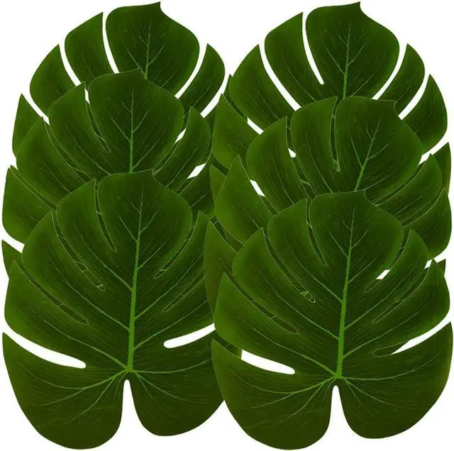 Main image of Hopeak Artificial Palm Leaves 24 Pieces Large Palm Leaves for Hawaiian Luau Party Jungle Beach Theme Party Birthday Table and Wall Decorations