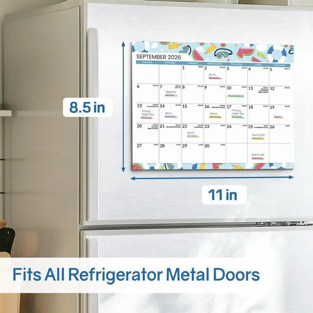 Alt view image 2 of 7 - SUNEE Magnetic Calendar for Refrigerator 2026-2027 from July 2026 to March 2028, Fridge Calendar Magnet 21 Months for Family, 8.5"x11" Monthly Wall Calendar, Seasonal