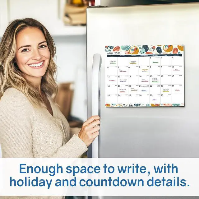 Alt view image 3 of 7 - SUNEE Magnetic Calendar for Refrigerator 2026-2027 from July 2026 to March 2028, Fridge Calendar Magnet 21 Months for Family, 8.5"x11" Monthly Wall Calendar, Seasonal