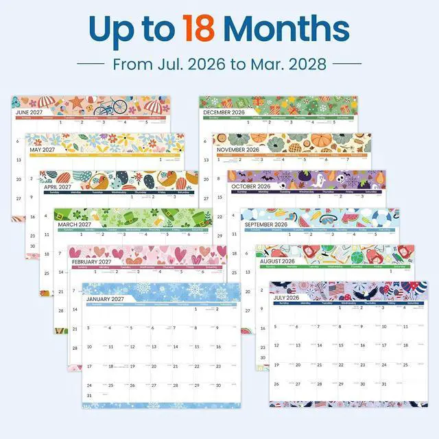 Alt view image 4 of 7 - SUNEE Magnetic Calendar for Refrigerator 2026-2027 from July 2026 to March 2028, Fridge Calendar Magnet 21 Months for Family, 8.5"x11" Monthly Wall Calendar, Seasonal