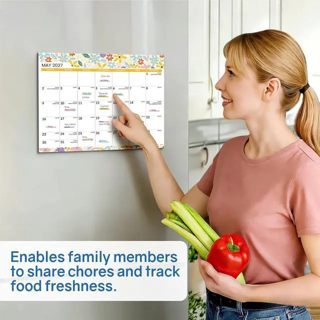 Alt view image 7 of 7 - SUNEE Magnetic Calendar for Refrigerator 2026-2027 from July 2026 to March 2028, Fridge Calendar Magnet 21 Months for Family, 8.5"x11" Monthly Wall Calendar, Seasonal